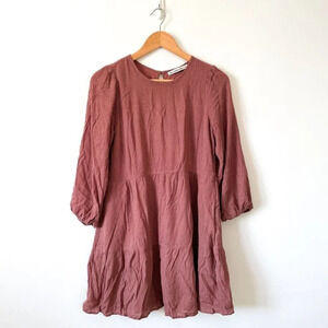 Abercrombie & Fitch Polka Dot  Long Sleeve Babydoll Dress Mauve Size Small